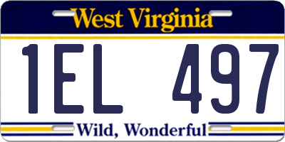 WV license plate 1EL497