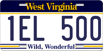 WV license plate 1EL500