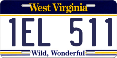 WV license plate 1EL511