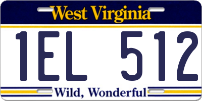 WV license plate 1EL512