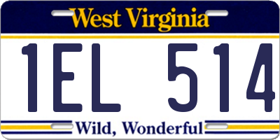 WV license plate 1EL514