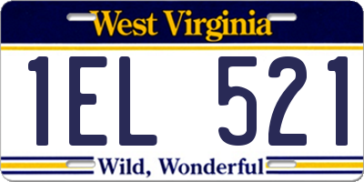 WV license plate 1EL521