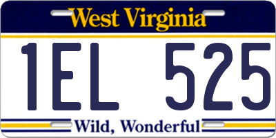 WV license plate 1EL525