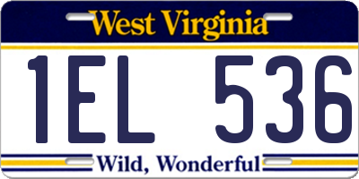 WV license plate 1EL536