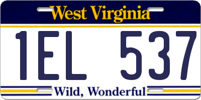 WV license plate 1EL537