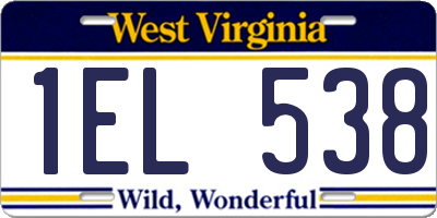 WV license plate 1EL538