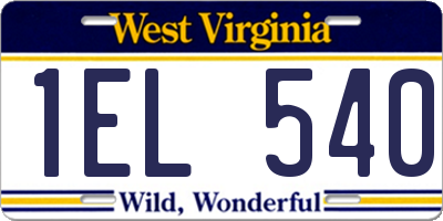 WV license plate 1EL540