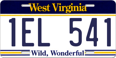 WV license plate 1EL541