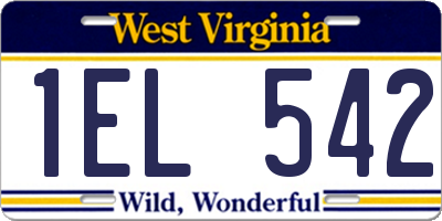 WV license plate 1EL542