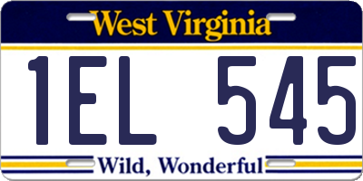 WV license plate 1EL545