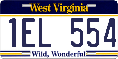 WV license plate 1EL554