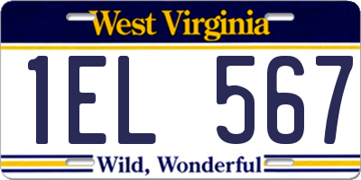 WV license plate 1EL567