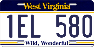 WV license plate 1EL580