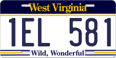 WV license plate 1EL581