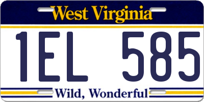 WV license plate 1EL585