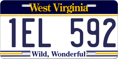WV license plate 1EL592