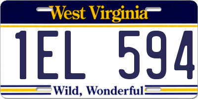 WV license plate 1EL594
