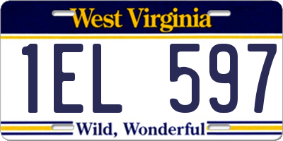 WV license plate 1EL597