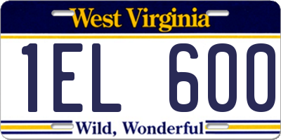 WV license plate 1EL600