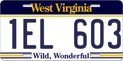 WV license plate 1EL603