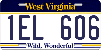 WV license plate 1EL606
