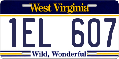 WV license plate 1EL607
