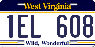 WV license plate 1EL608