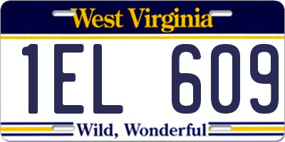 WV license plate 1EL609