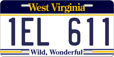 WV license plate 1EL611