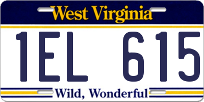 WV license plate 1EL615
