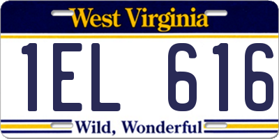 WV license plate 1EL616