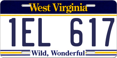 WV license plate 1EL617