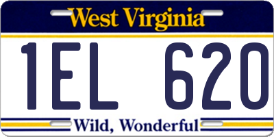 WV license plate 1EL620