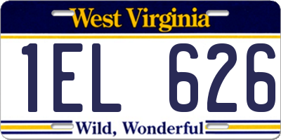 WV license plate 1EL626
