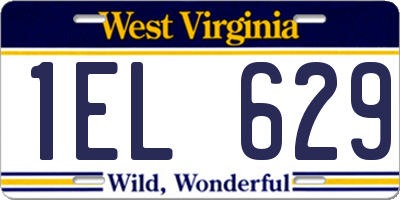 WV license plate 1EL629
