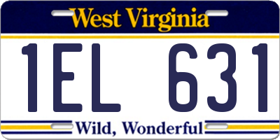 WV license plate 1EL631