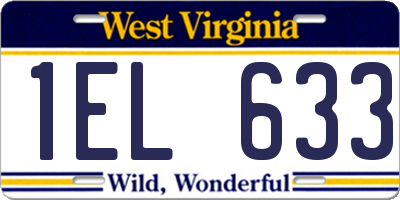 WV license plate 1EL633