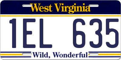 WV license plate 1EL635
