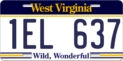 WV license plate 1EL637
