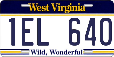 WV license plate 1EL640