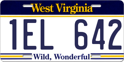 WV license plate 1EL642