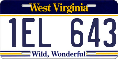 WV license plate 1EL643
