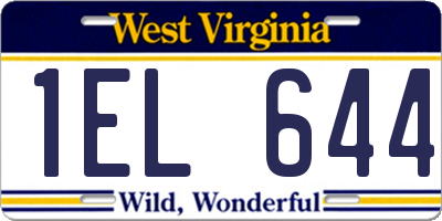 WV license plate 1EL644