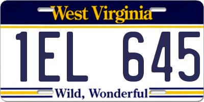 WV license plate 1EL645