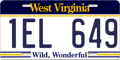 WV license plate 1EL649