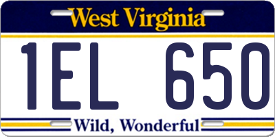 WV license plate 1EL650