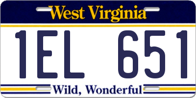 WV license plate 1EL651