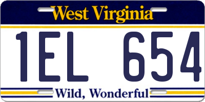 WV license plate 1EL654
