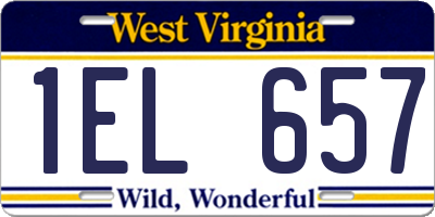 WV license plate 1EL657