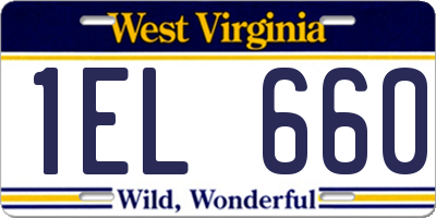 WV license plate 1EL660